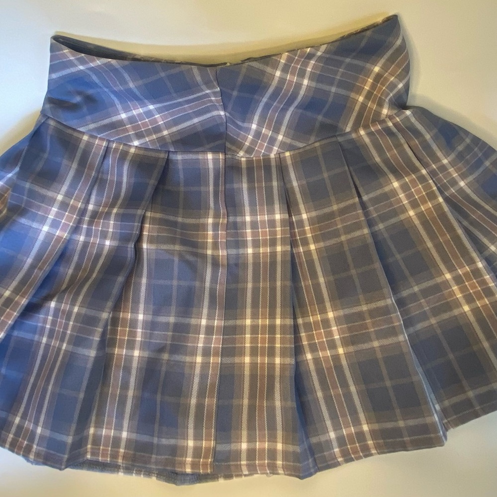 Blue plaid zip skirt